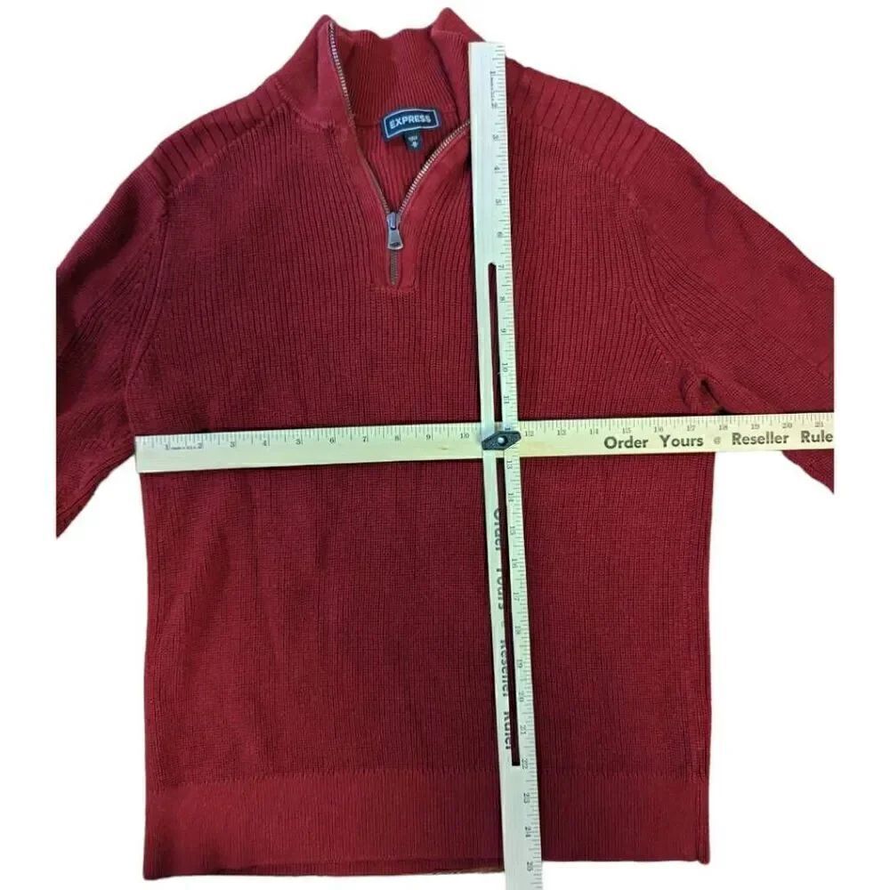 Express Maroon 1/4 Zip Knit Sweater - Picture 3 of 6